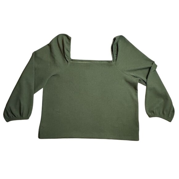 Madewell Womens Square Neck Green Long Sleeve Top XL NWOT - Picture 1 of 5
